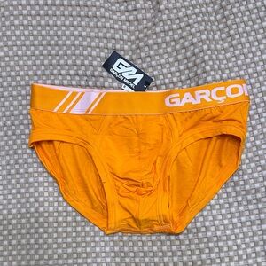 Men's Orange Briefs with Branded Waistband